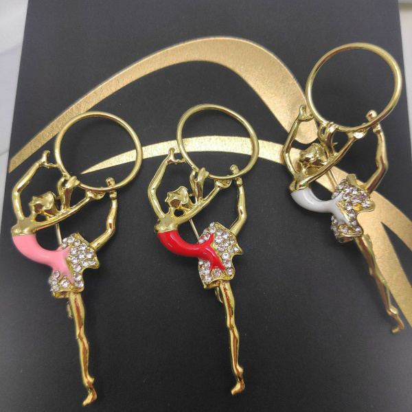 Брошь Гимнастка 7 см., с обручем большая